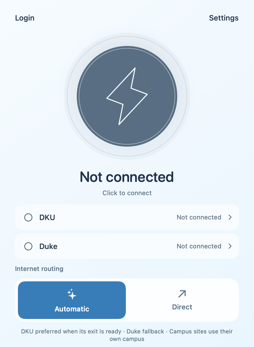 Campus Connect demonstration, disconnected